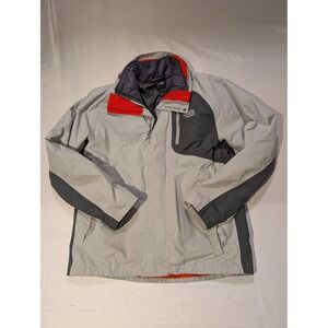 North Face Mens Medium Carto Triclimate Hyvent Gray Red Lined Full Zip Jacket